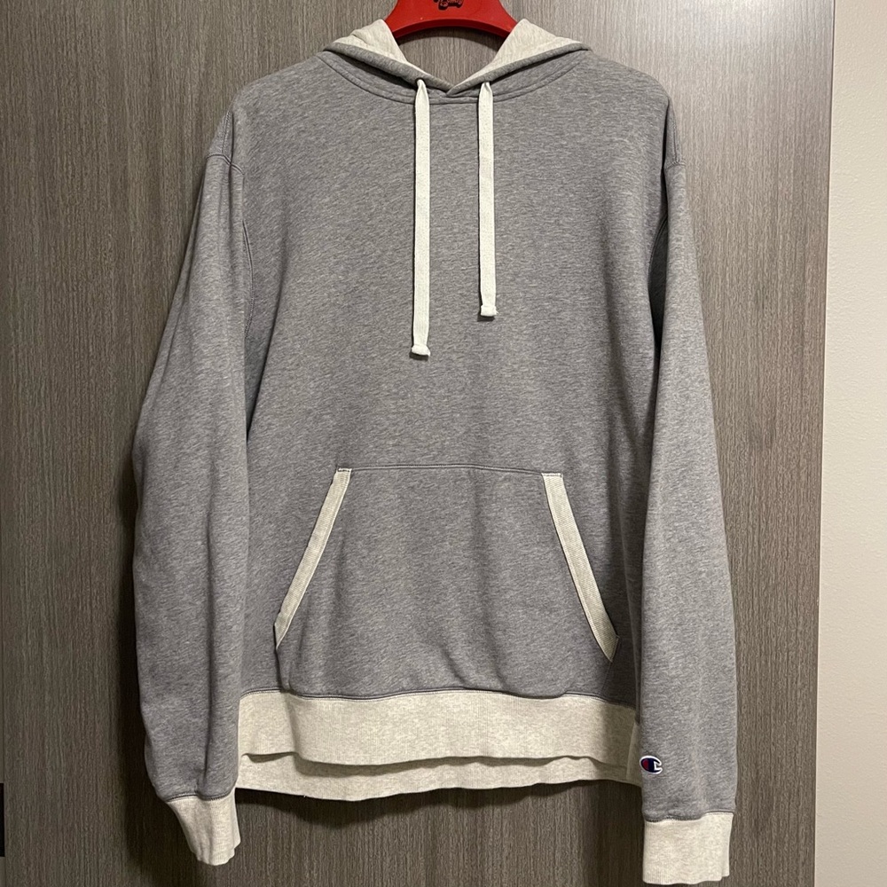 Champion Fleece Pullover Hoodie - Oxford Heather & Oatmeal - Size XL